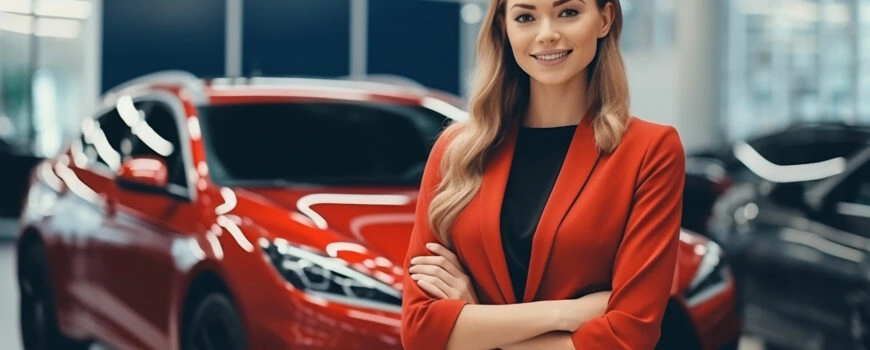 vecteezy professional luxury car saleswoman in luxury showroom auto 34837714 870x350 1